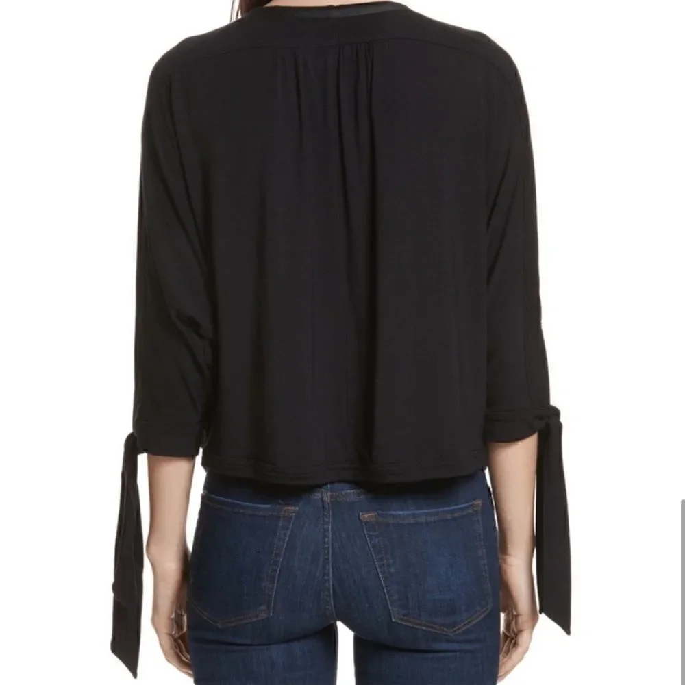 Free People Keepin On Tie Sleeve Top Blouse Black